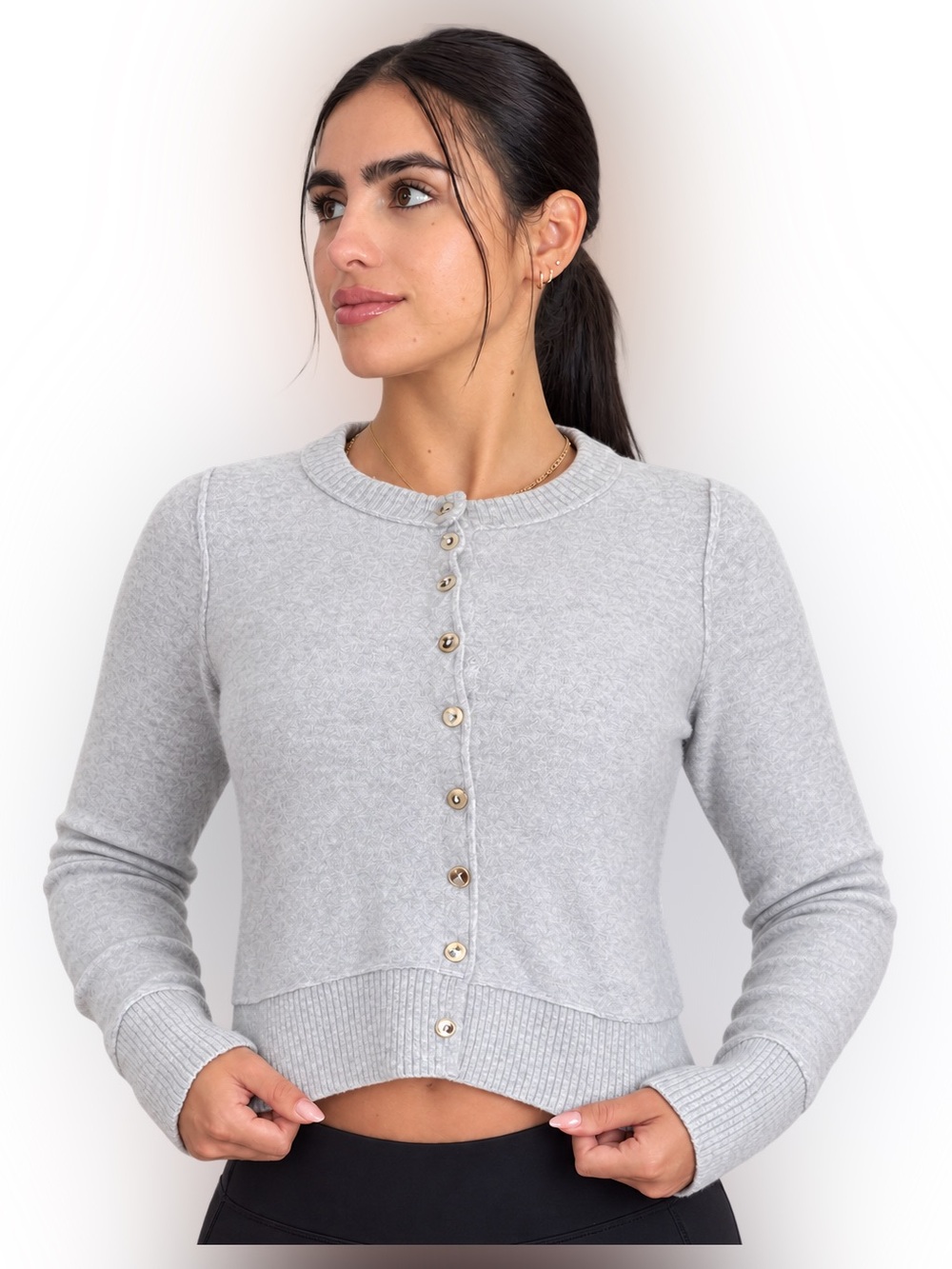Free People Nocturnal Solid Cashmere Cardi Gray Size Small Wool Cashmere